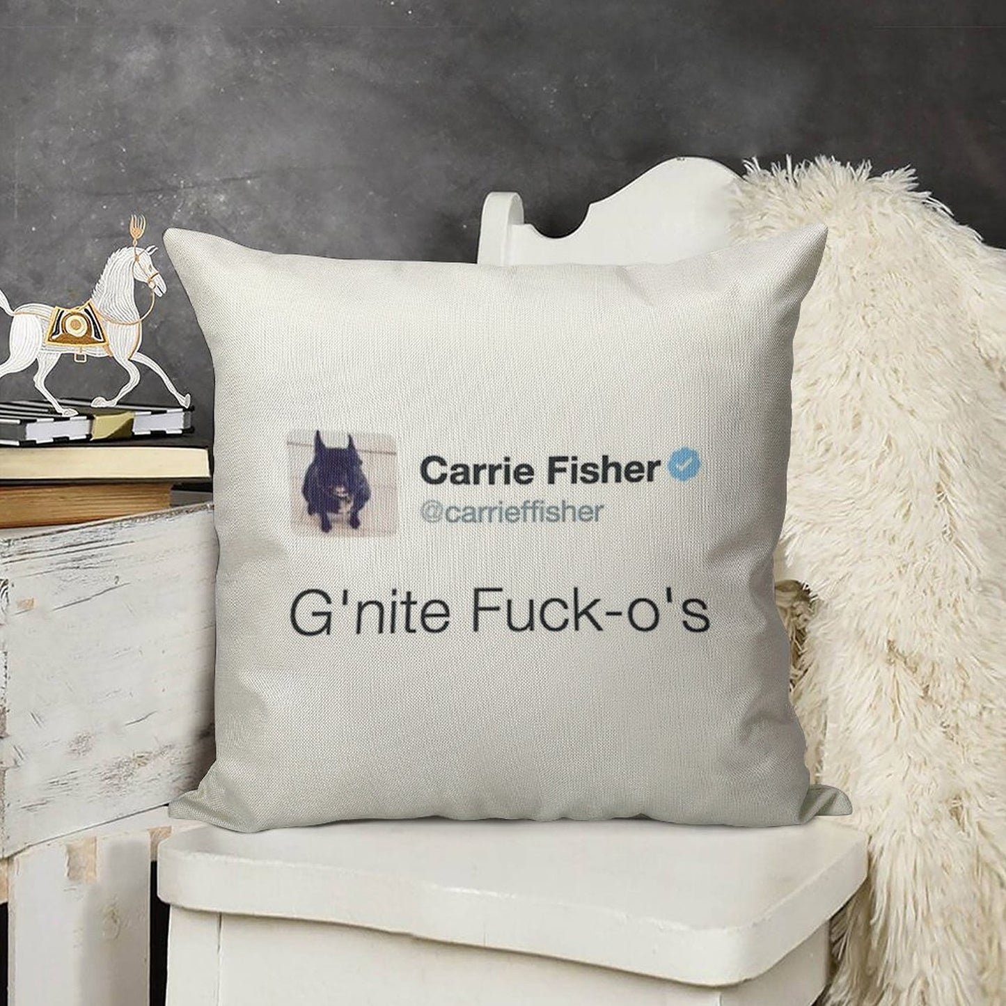 Carrie Fisher Tweets Linen Throw Pillow Cover