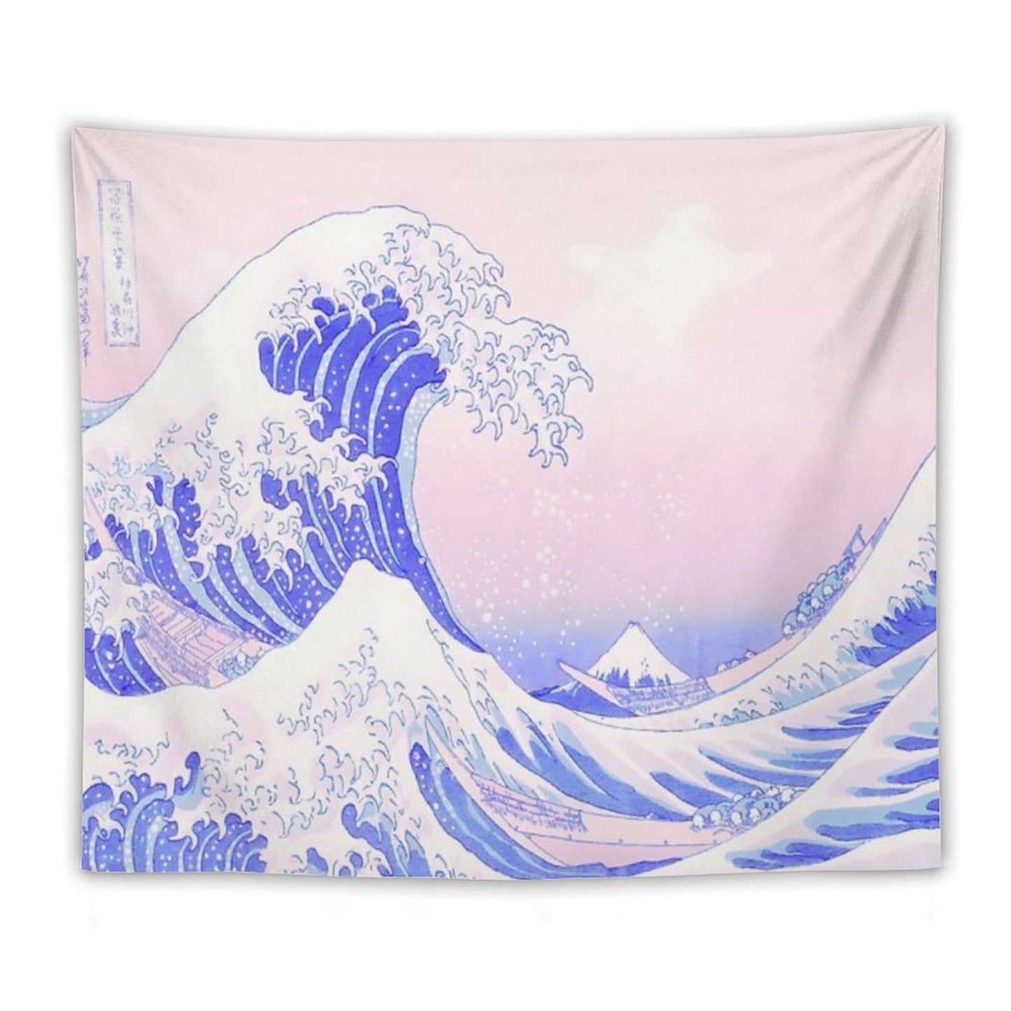 Great Wave Pastel Aesthetic Kawaii Pink Kanagawa Japanese Tapestry