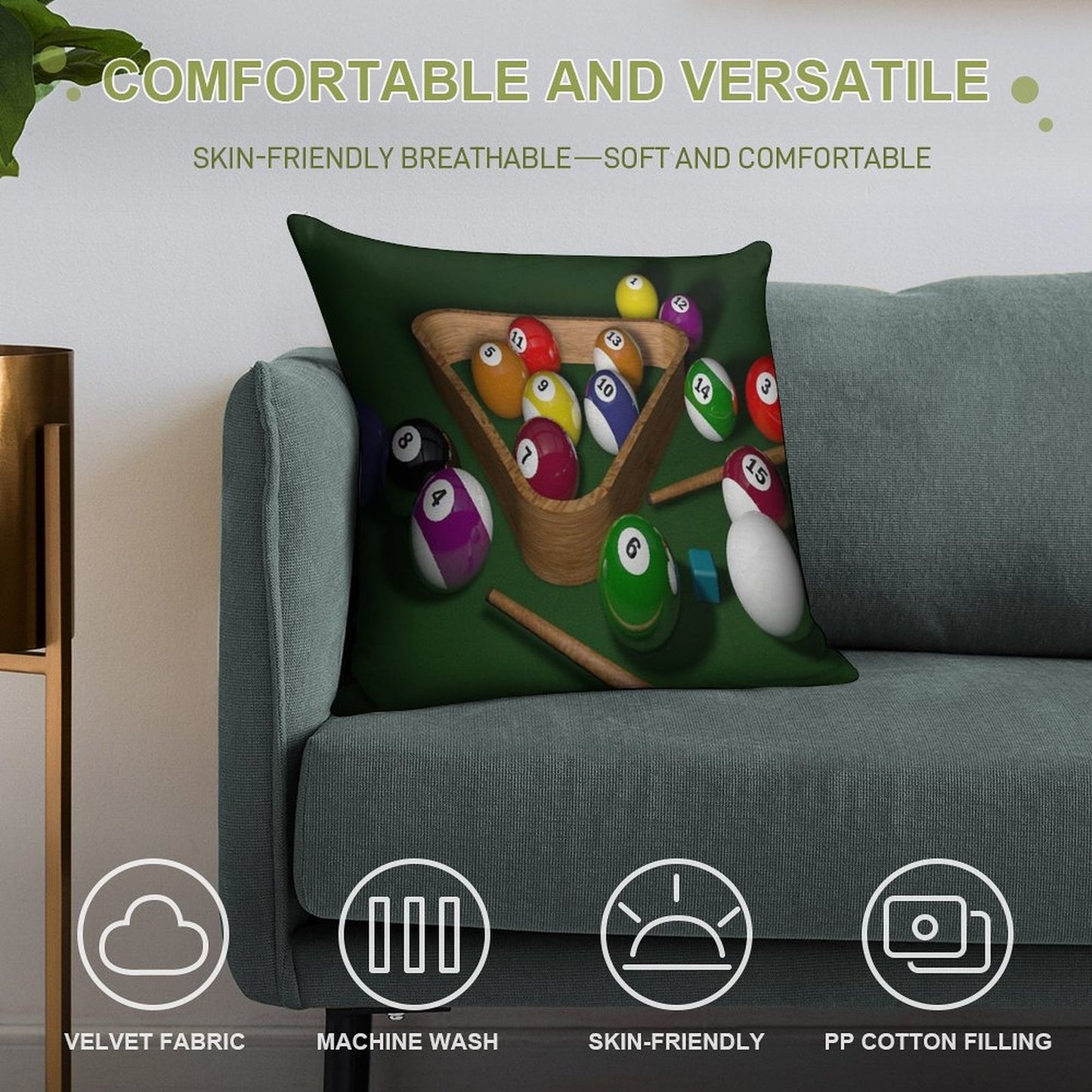 Billiards Soft Bedroom Essential Throw Pillow