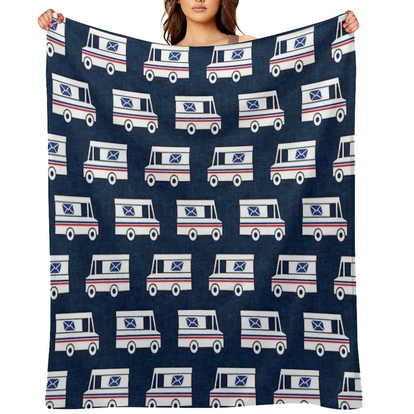 Mail Trucks - Blue Throw Blanket