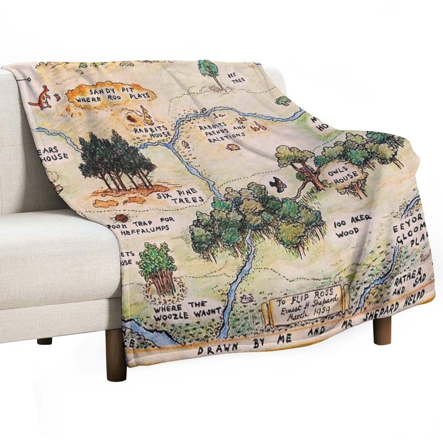 100 Acre Wood Map Throw Blanket