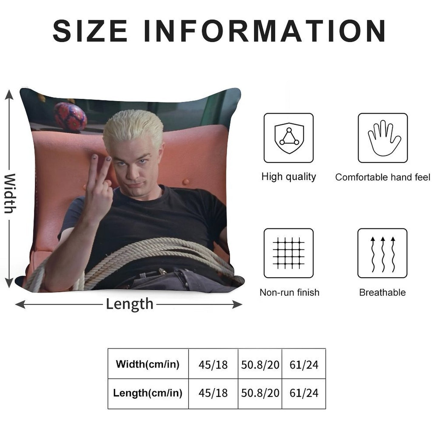 Spike Peace Sign Buffy The Vampire Slayer Soft Skin-Friendly Throw Pillow
