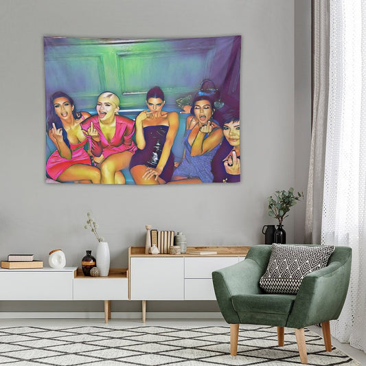 Kardashian Family Middle Finger Enhanced Image Tapestry