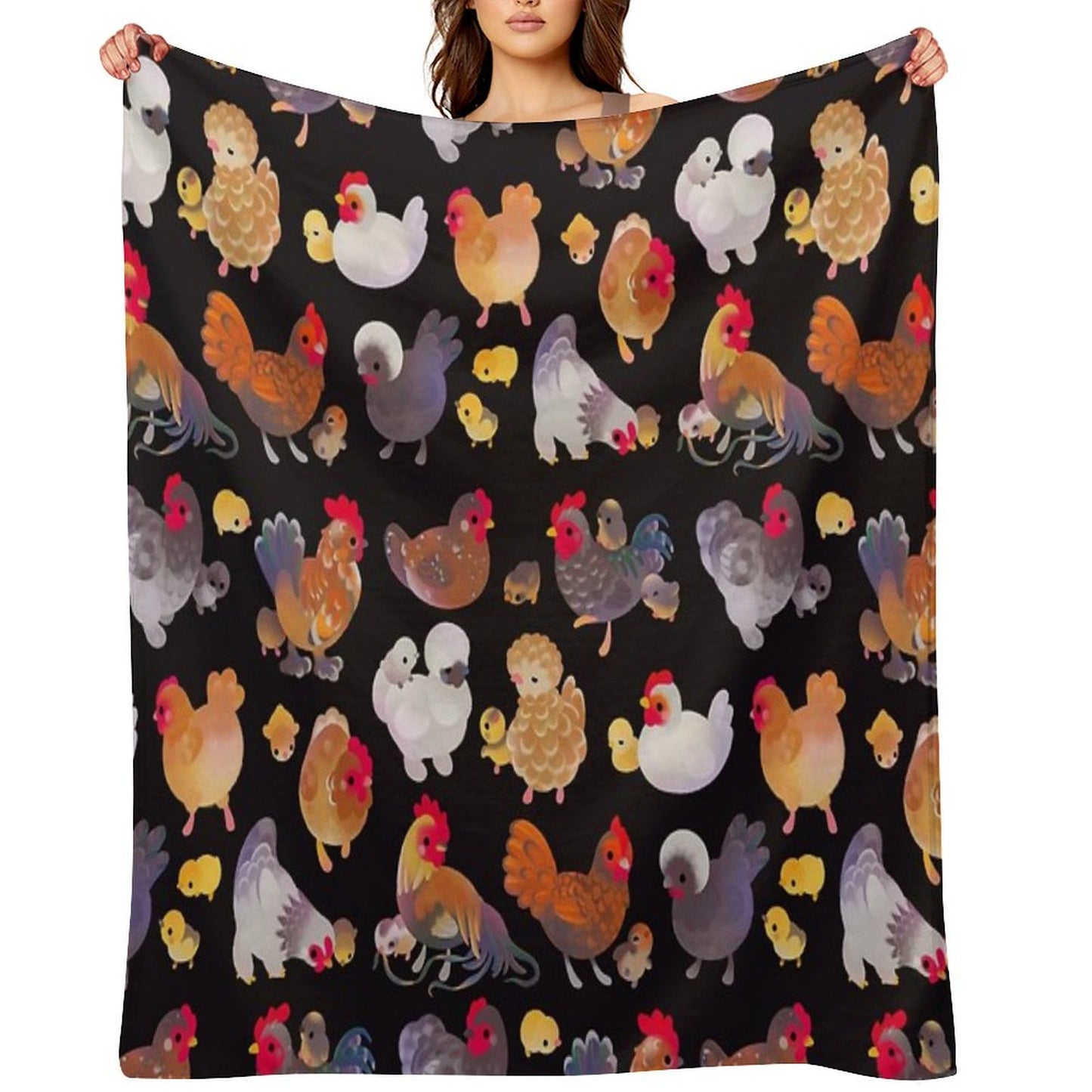 Chicken And Chick - Dark Throw Blanket