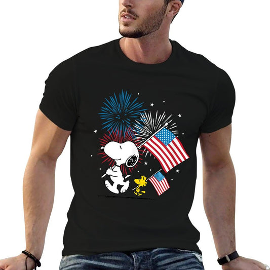 Peanuts - Snoopy & Woodstock Americans & Fireworks  Moisture-wicking T-Shirt