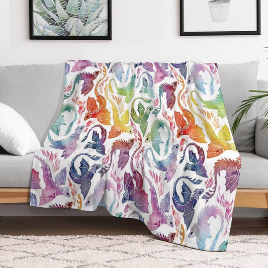 Dragon Fire Rainbow Throw Blanket