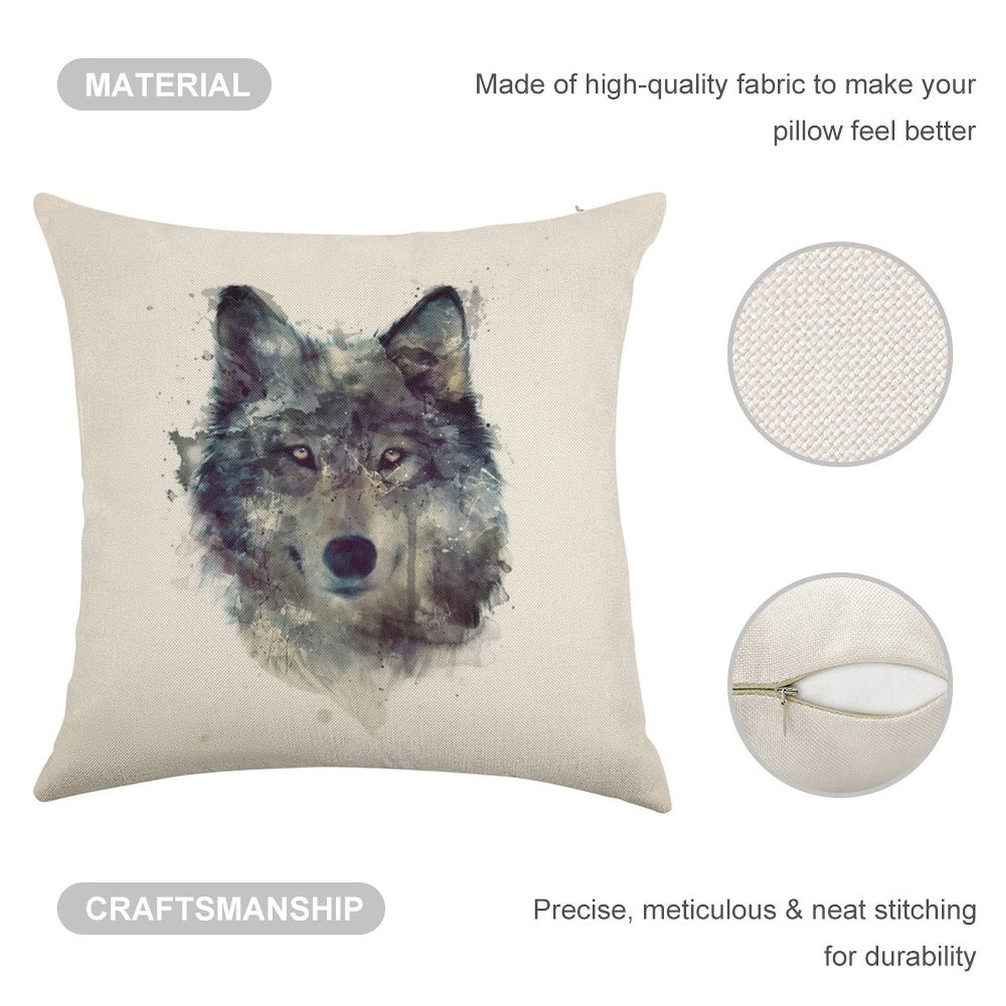 Wolf  Persevere Linen Throw Pillow Cover