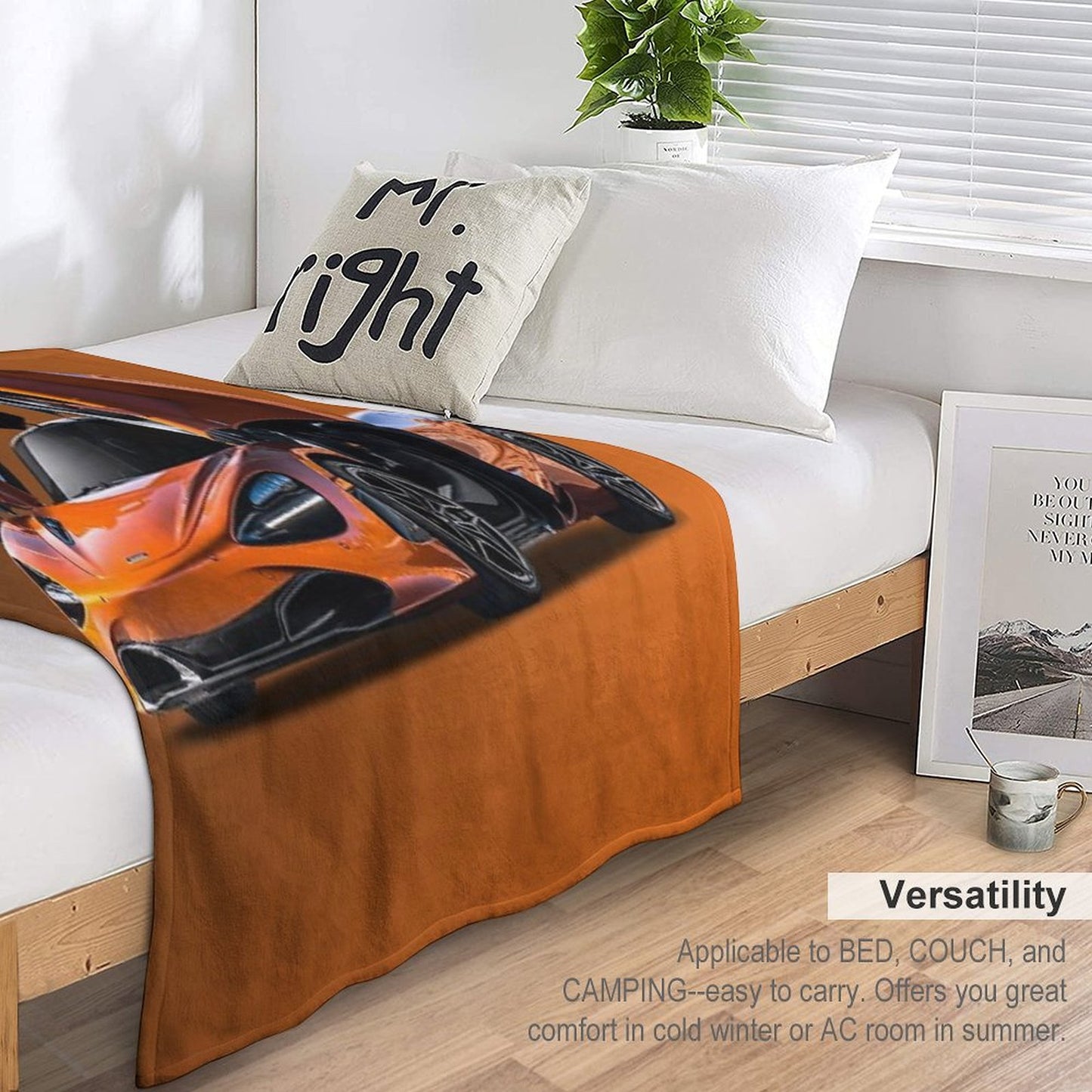 Orange Super McLaren P1 Formula 1 Design Throw Blanket