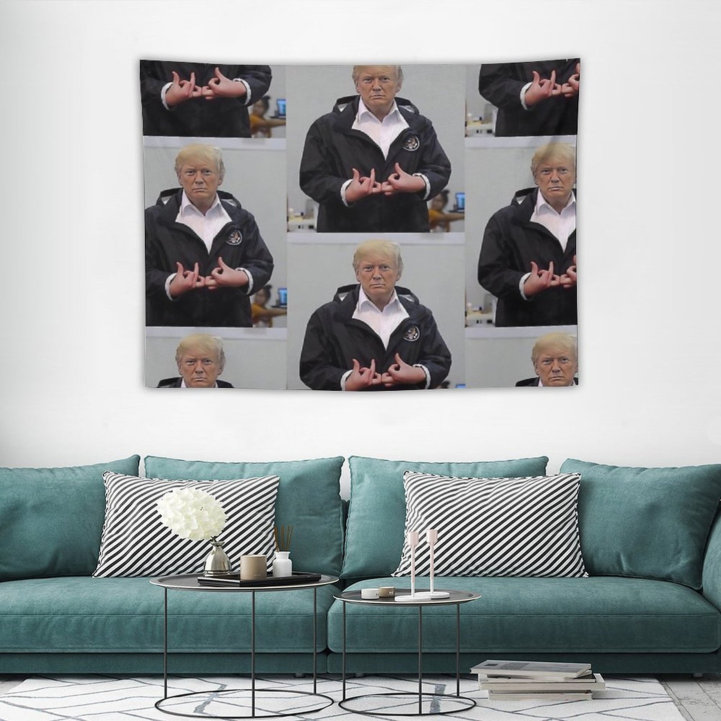 Donald Trump Suwoo Gang Sign Tapestry