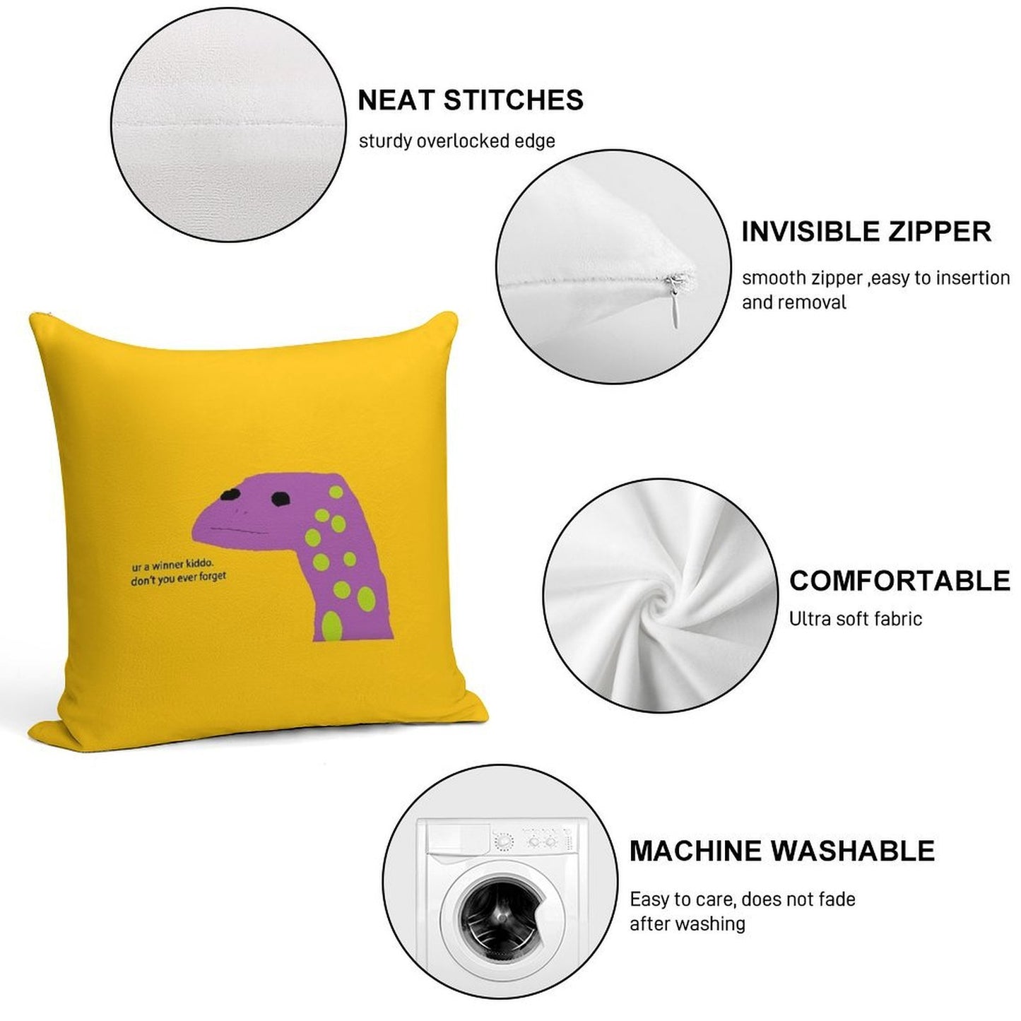 Motivational Lizard Soft Reinforced Edging Throw Pillow