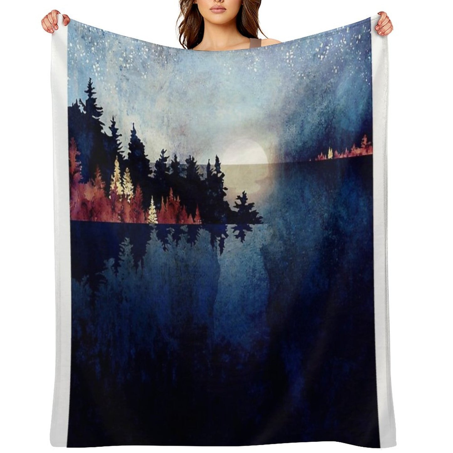 Autumn Moon Reflection Throw Blanket