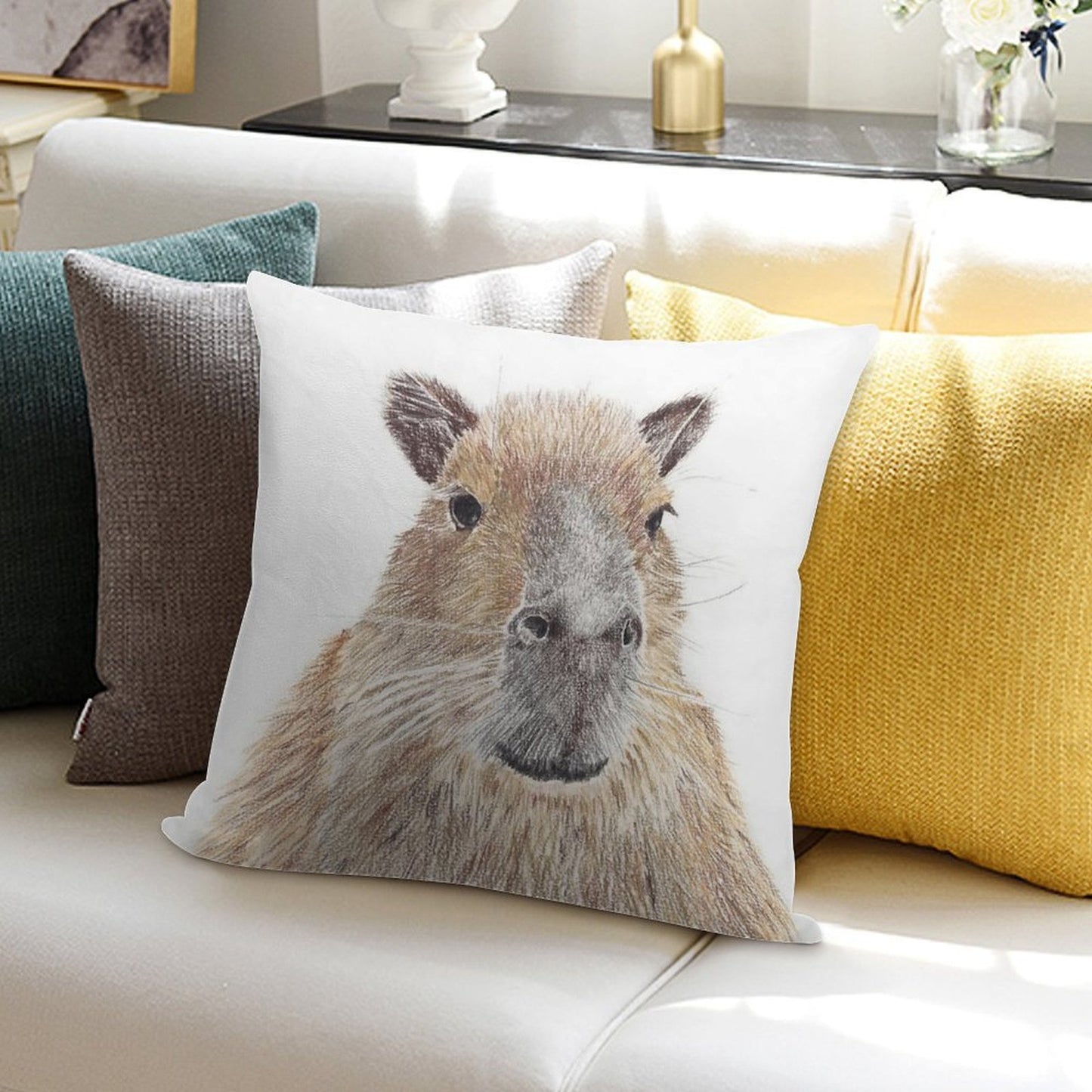 Capybara Soft High-Density Material Throw Pillow