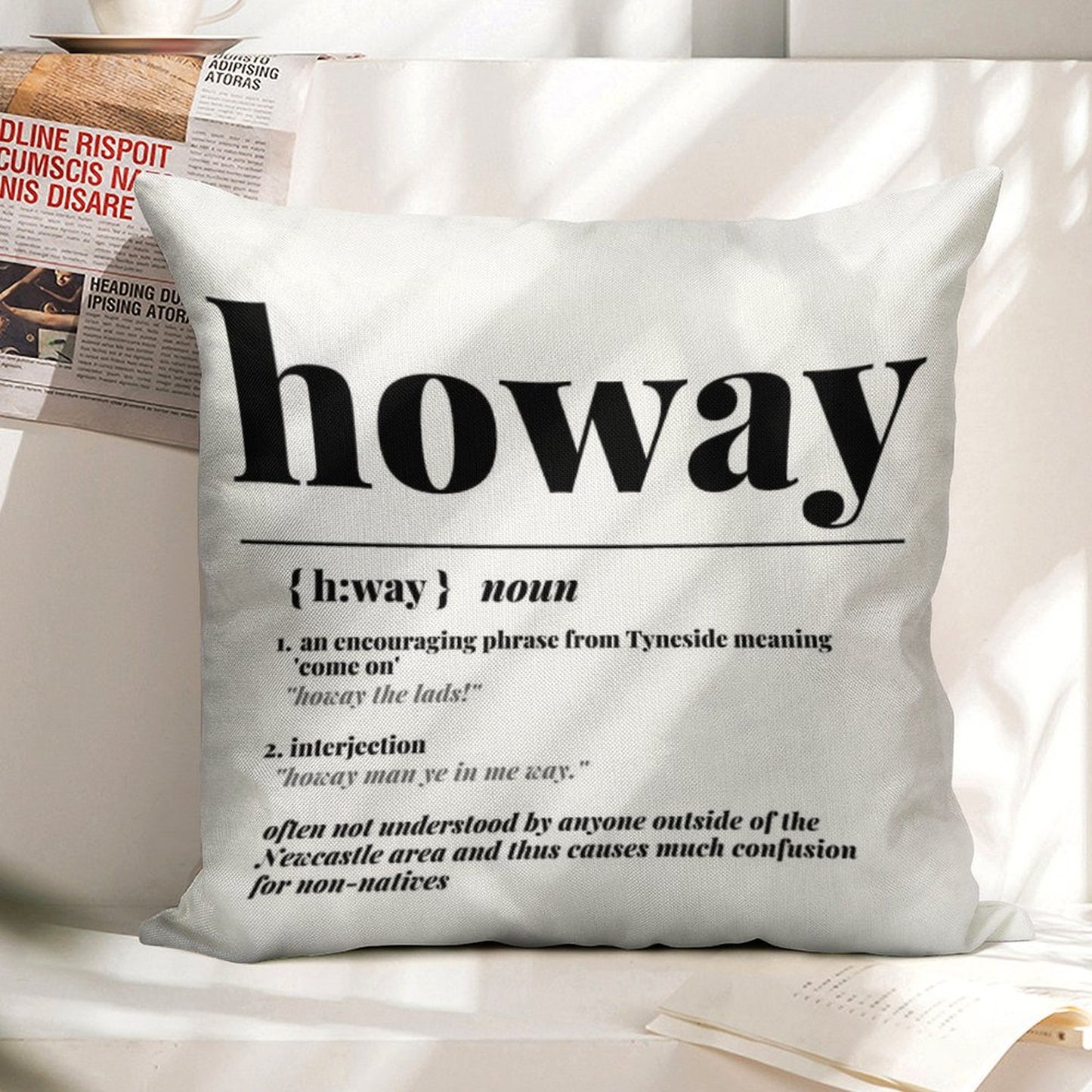 Howay Newcastle City Definition Print Linen Throw Pillow Cover