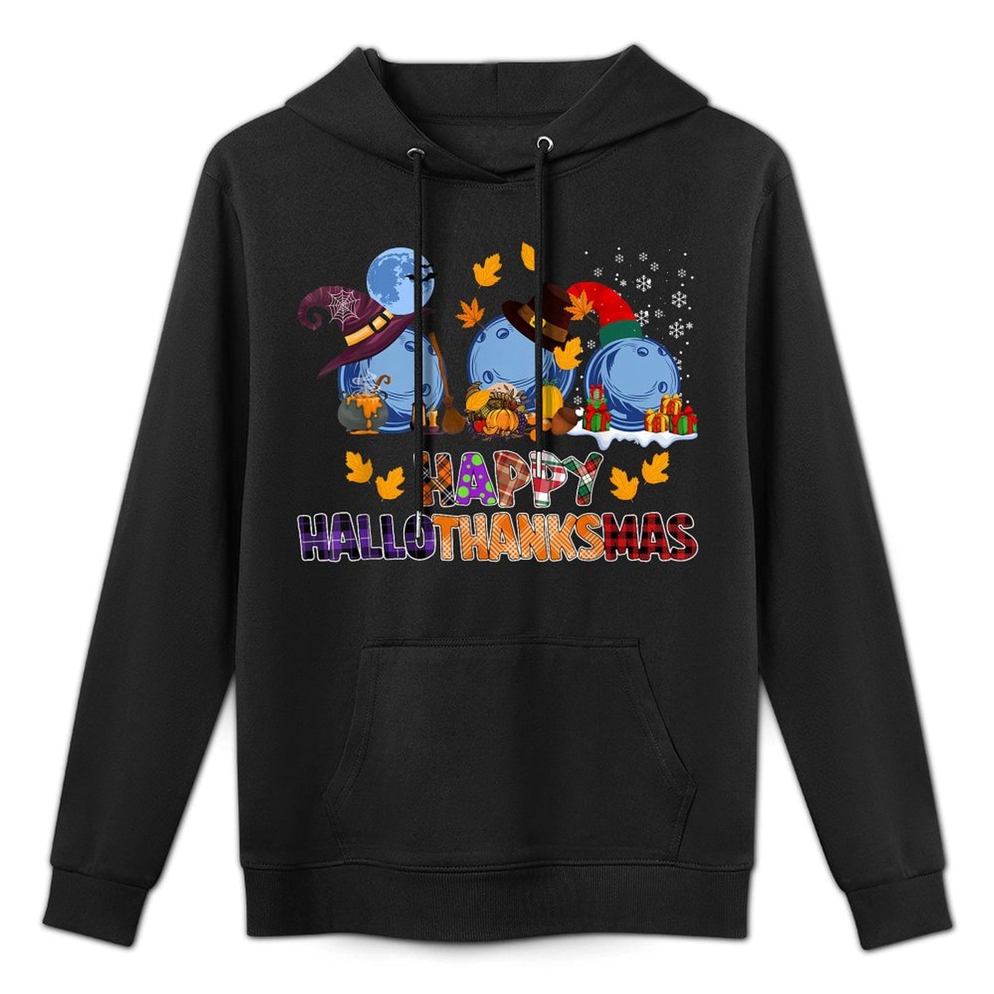 Cute Hallothanksmas Bowling Halloween Thanksgiving Christmas Versatile Streetwear Hoodie
