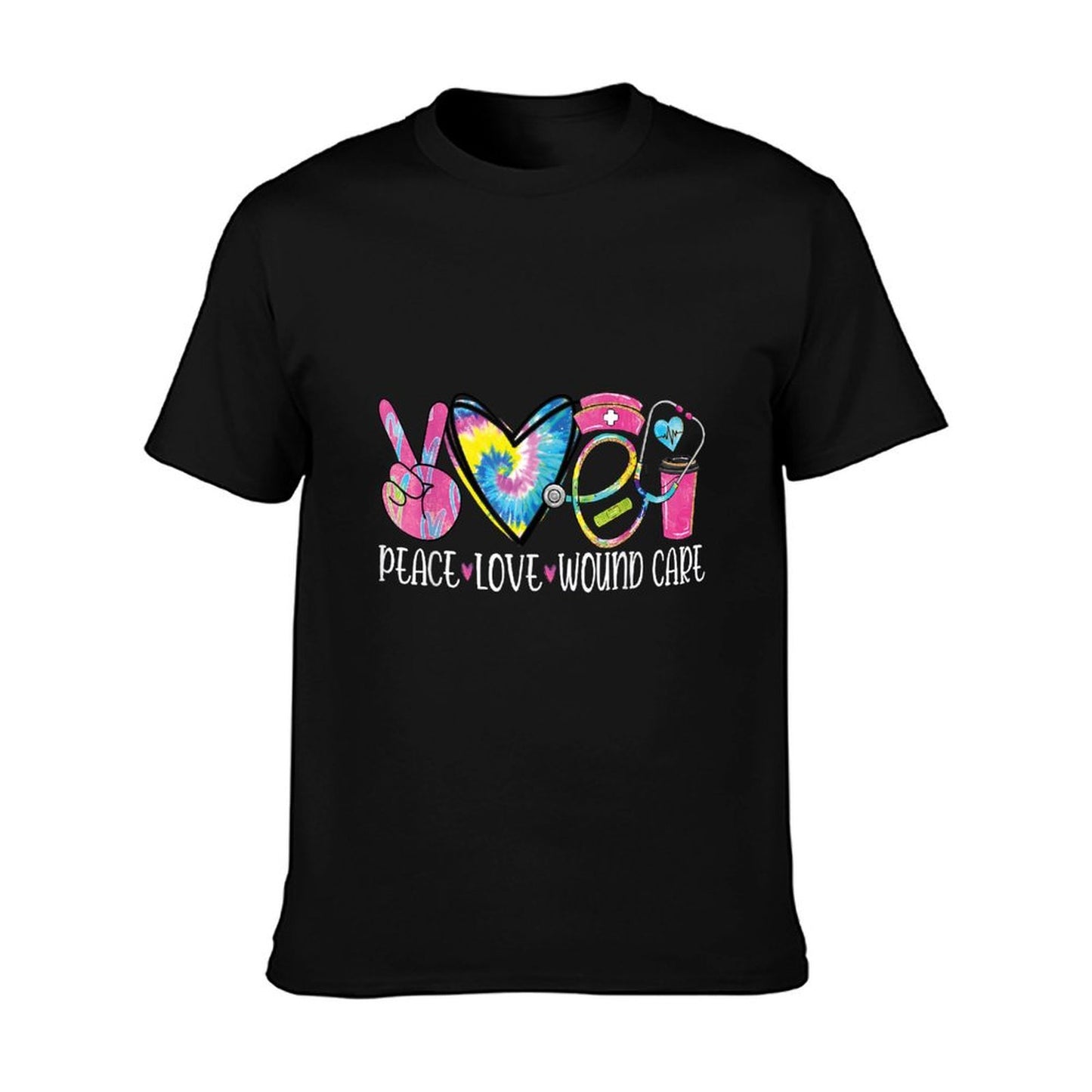 Peace Love Wound Care Nurse Nursing Heart Stethoscope T-Shirt
