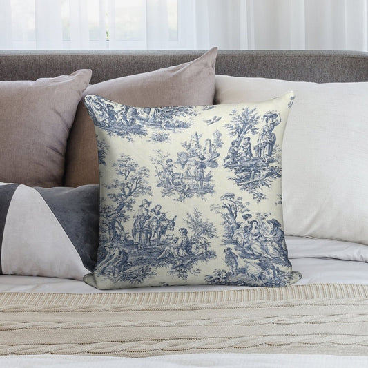Powder Blue French Toile Picnic Designs Soft Ultra-Soft Texture Throw Pillow