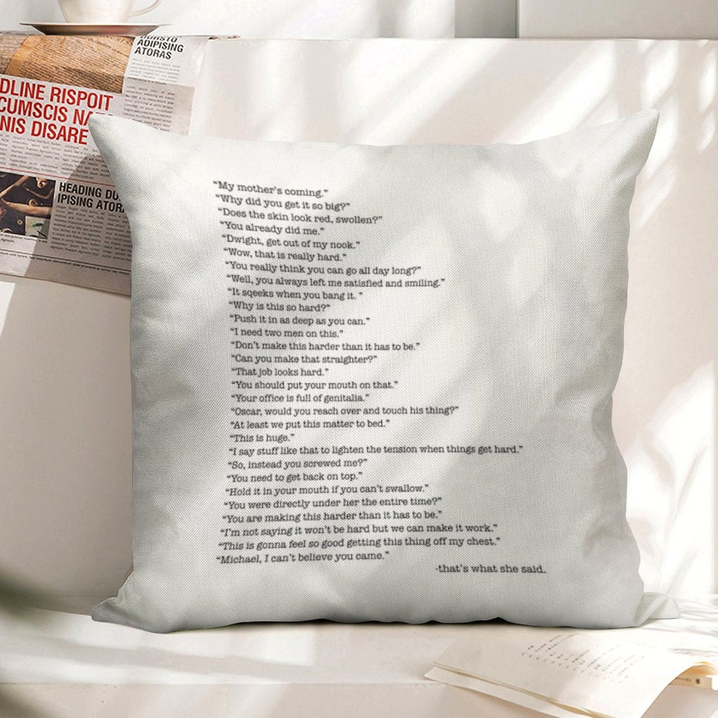 Every That's What She Said From The Office Linen Throw Pillow Cover