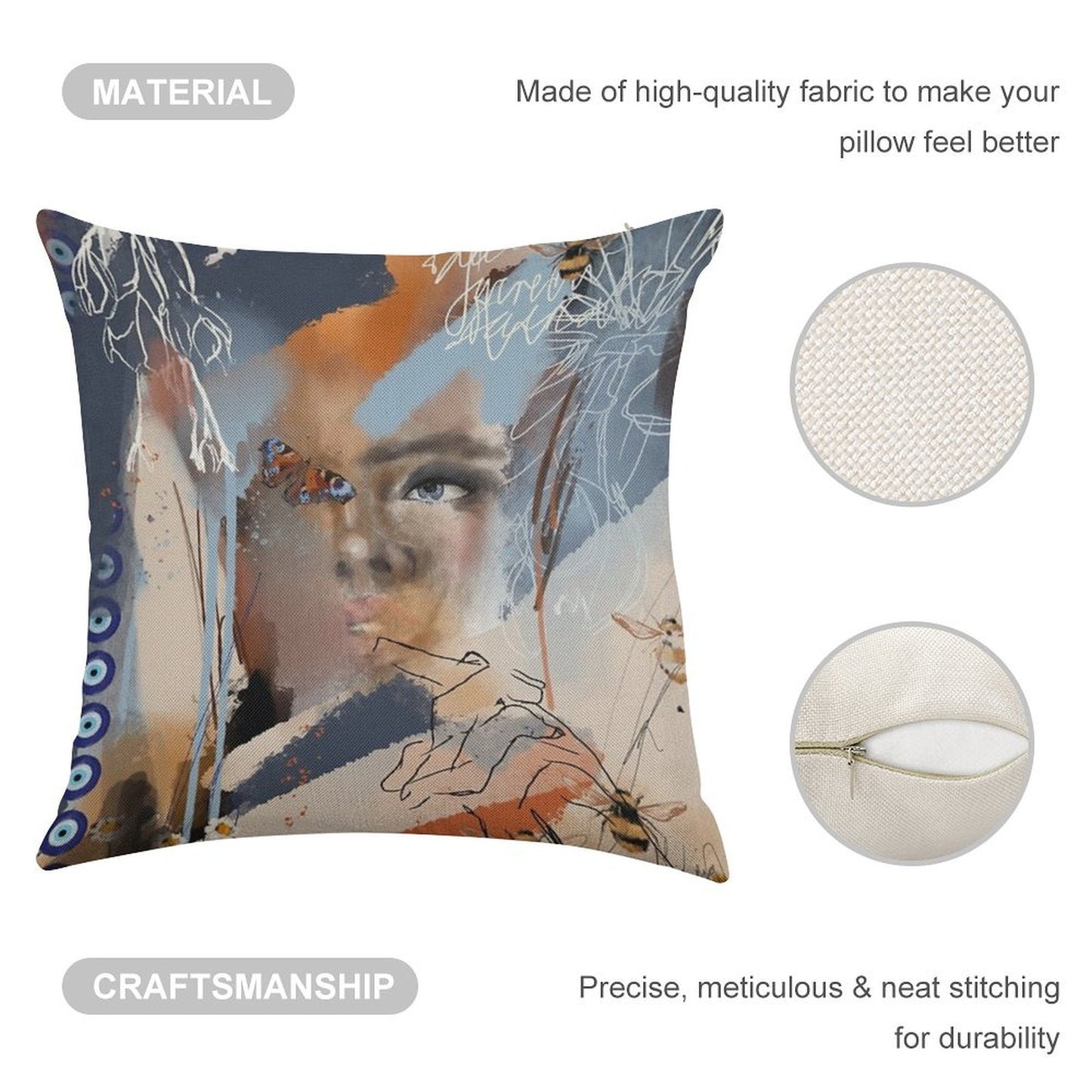 Wings of Psyche Linen Throw Pillow Cover