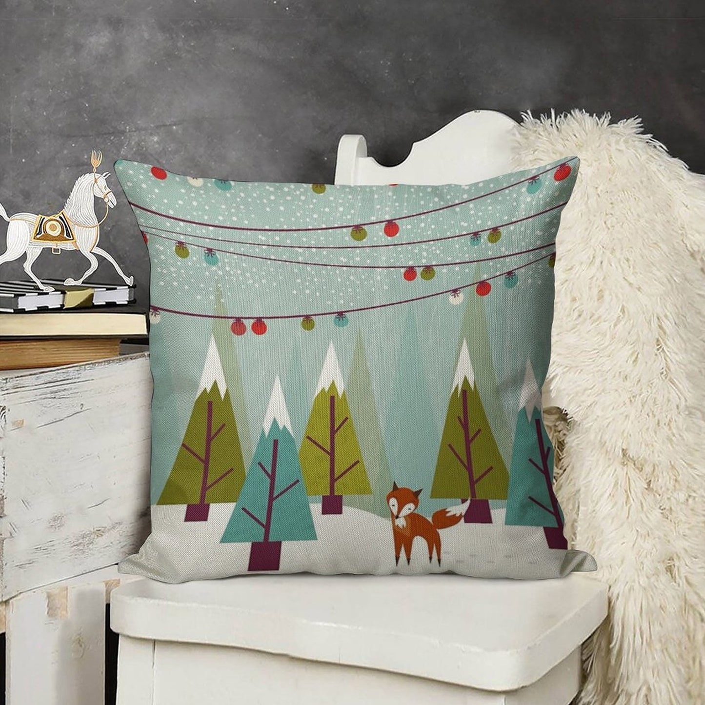 Winter Linen Throw Pillow Cover
