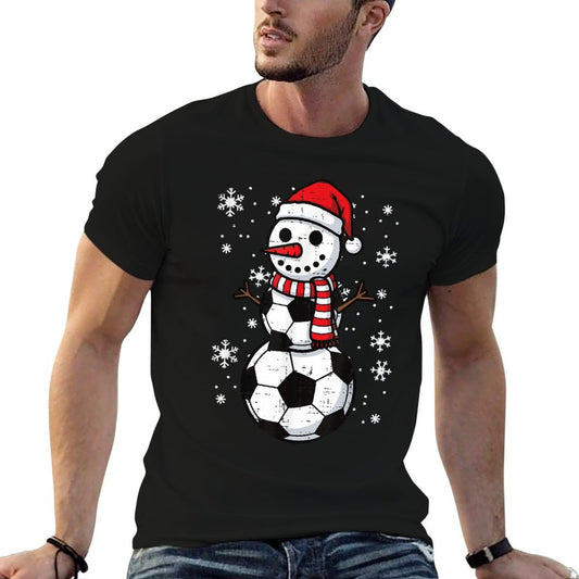 Christmas Soccer Ball Snowman Xmas Football Boys KDS Men Lightweight T-Shirt