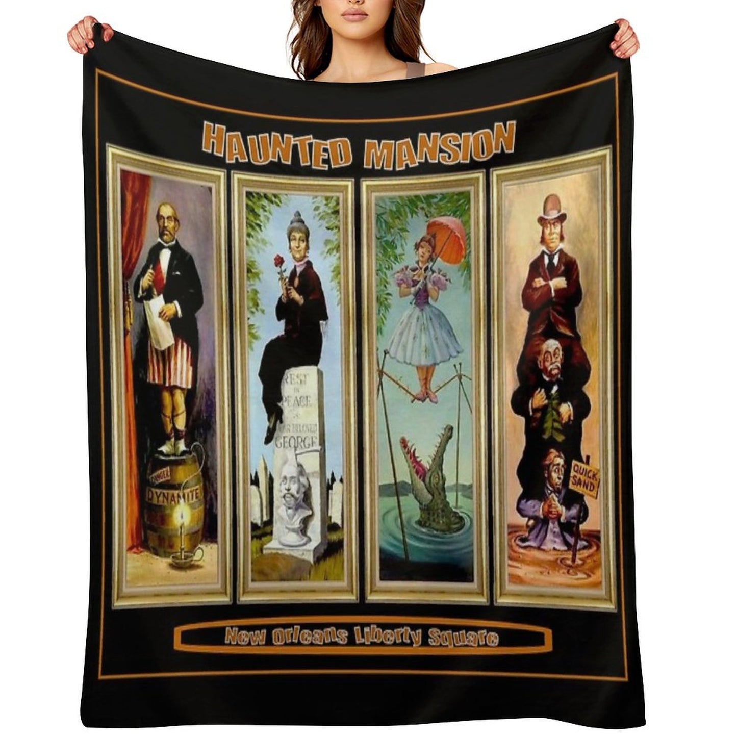 HAUNTED MANSION Vintage New Orleans Liberty Square Prints. Throw Blanket