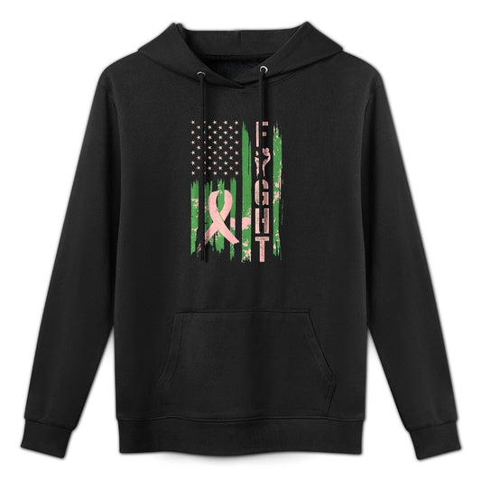 Fight USA Breast Cancer Awareness Patriotic Pink Ribbon Adjustable Hood Hoodie