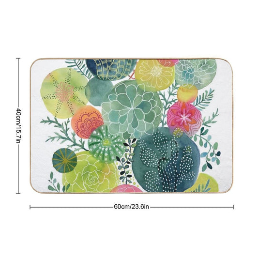 Succulent Circles Bath Mat