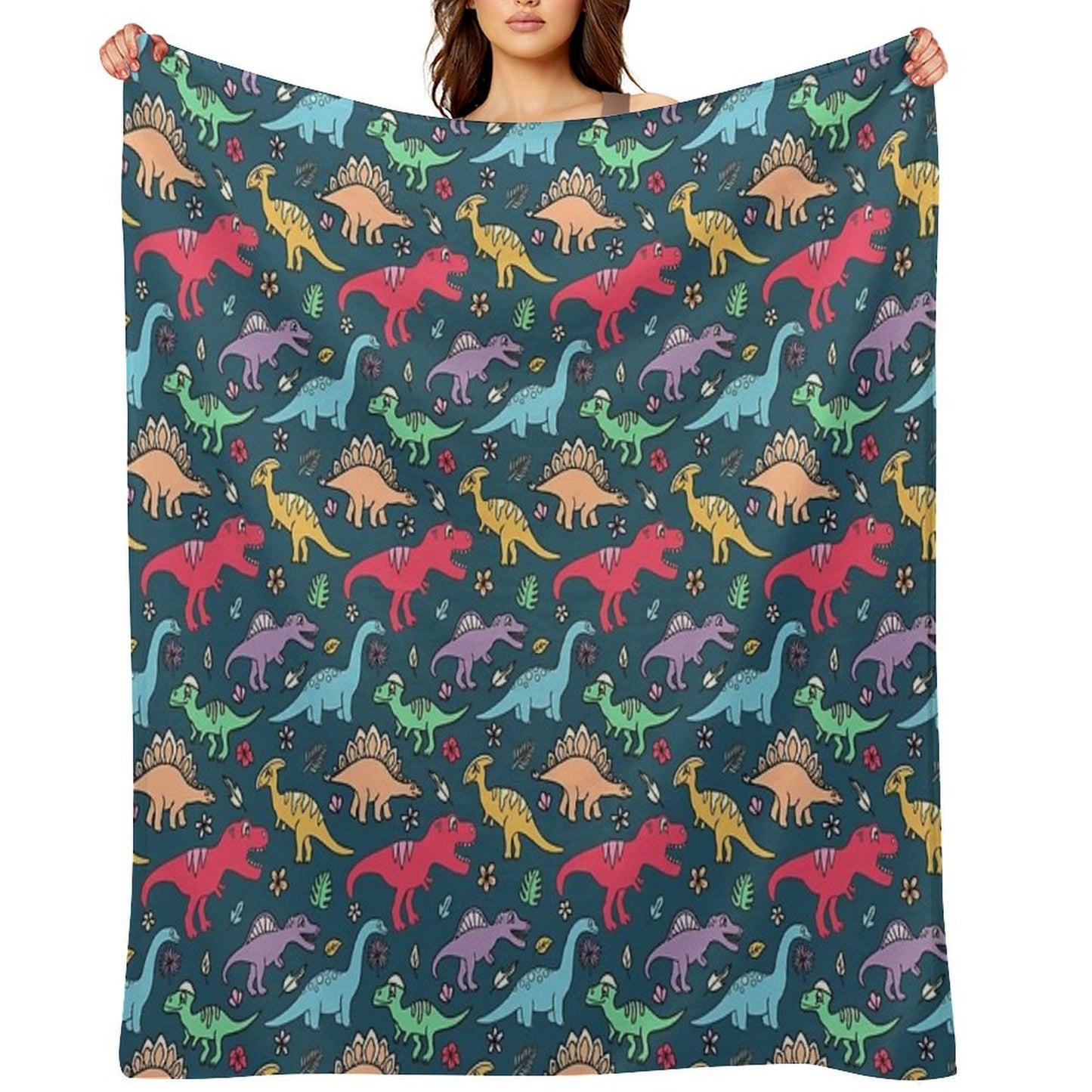 Dino Party - Dinosaur Pattern Throw Blanket