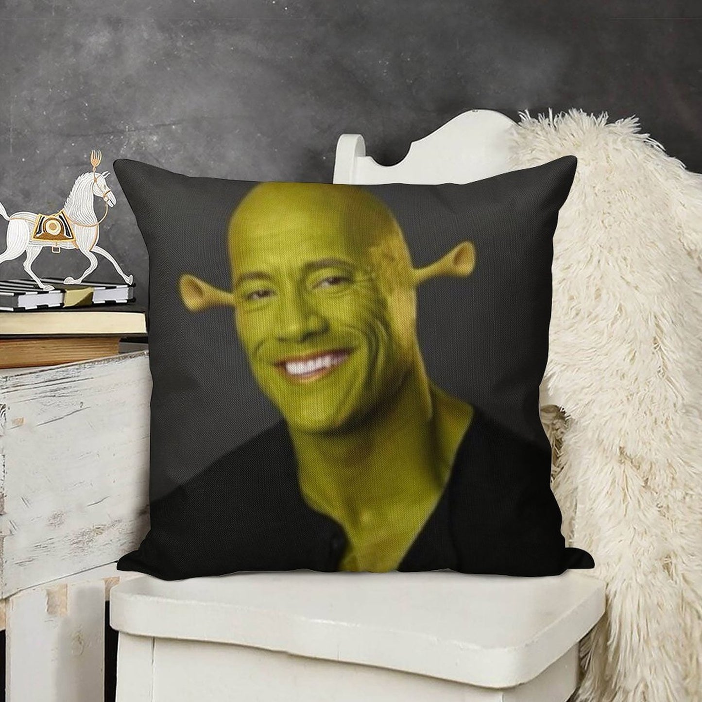 Dwayne 'The Shrok Johnson Linen Throw Pillow Cover
