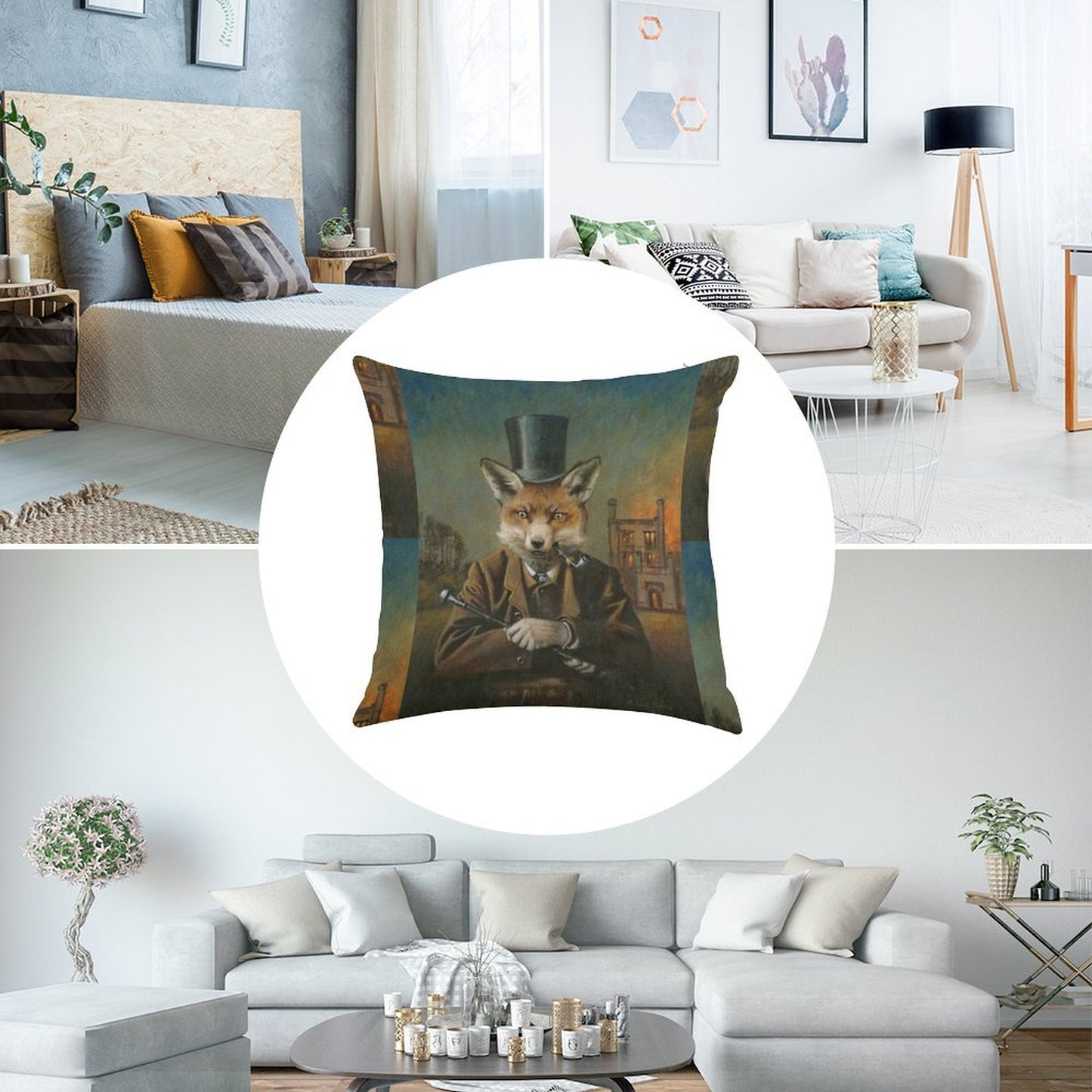 The Dapper Fox Linen Throw Pillow Cover