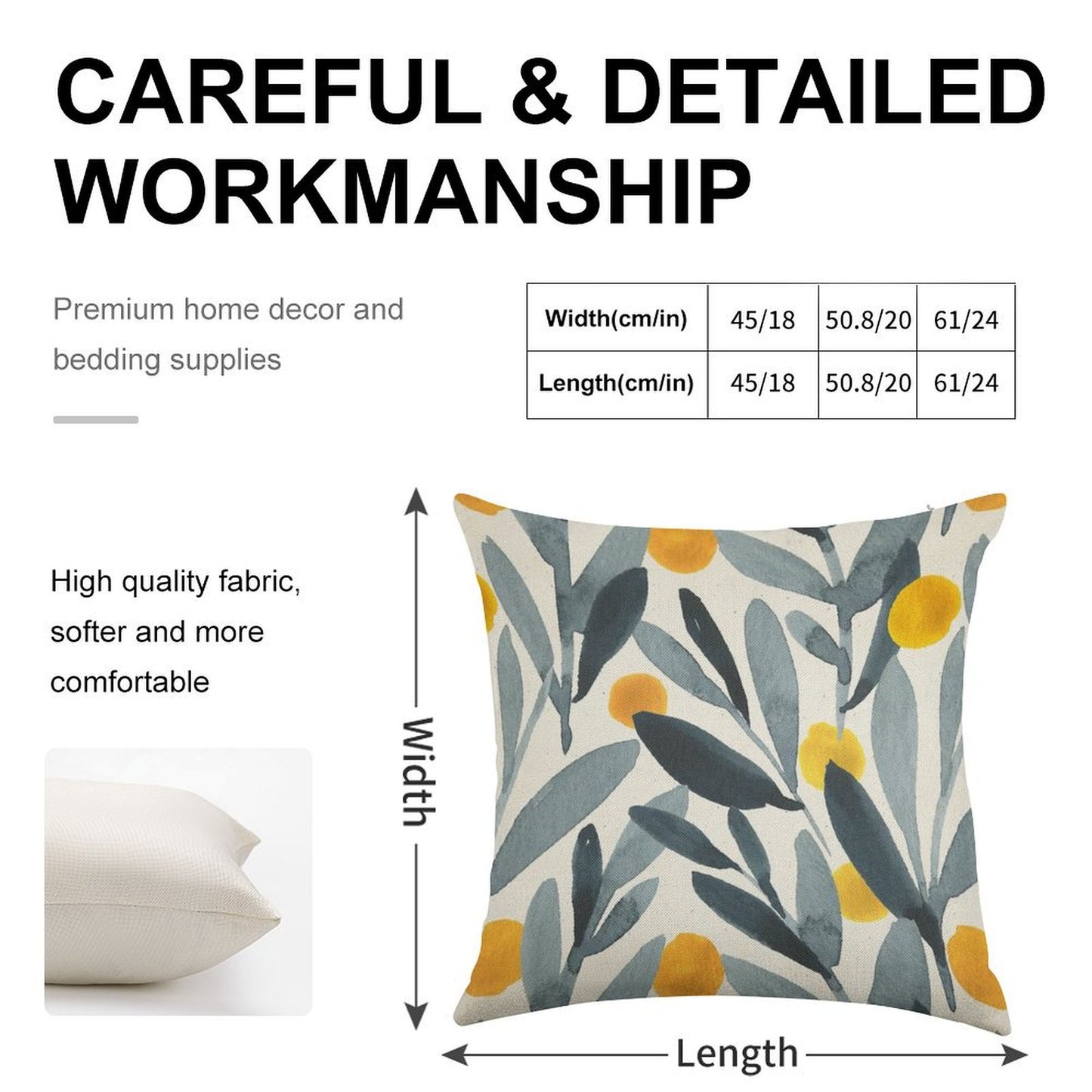 Indigo Mustard Linen Throw Pillow Cover