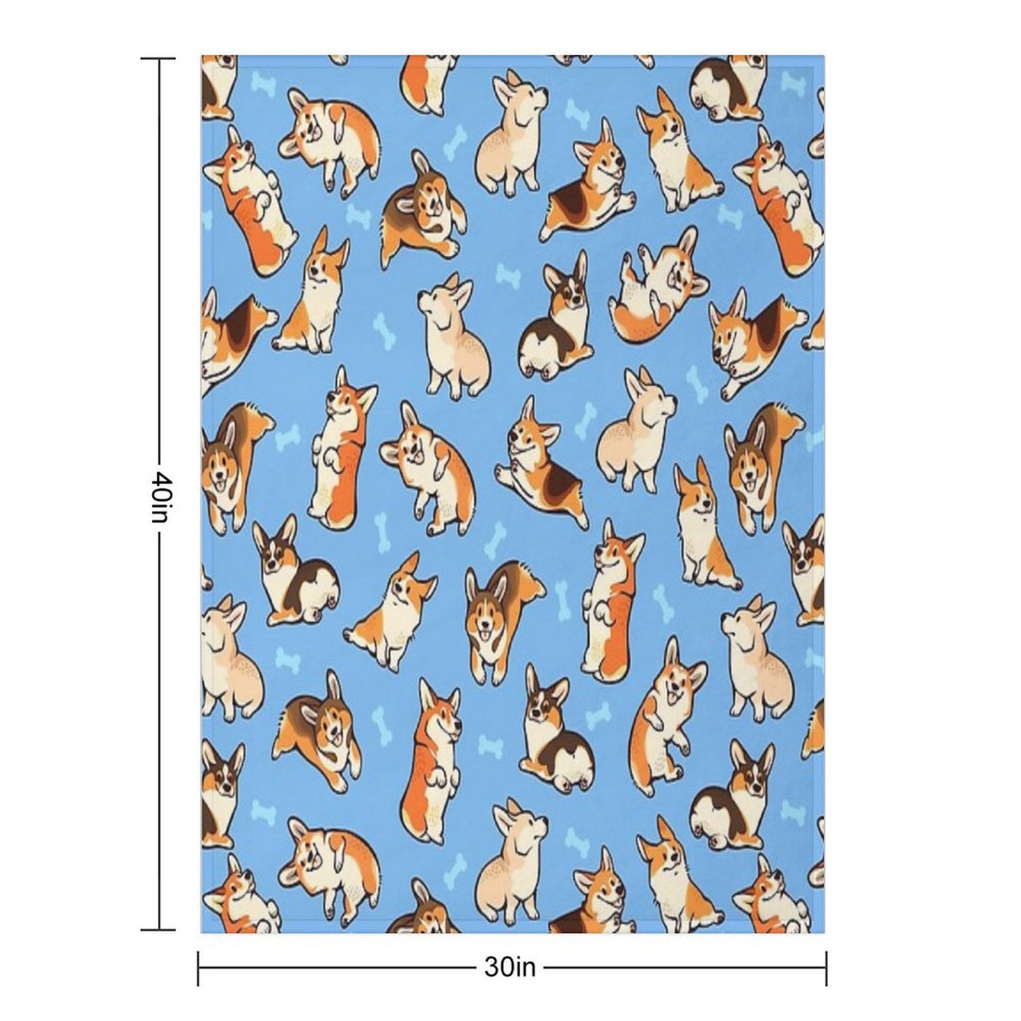 Jolly Corgis in Blue Throw Blanket