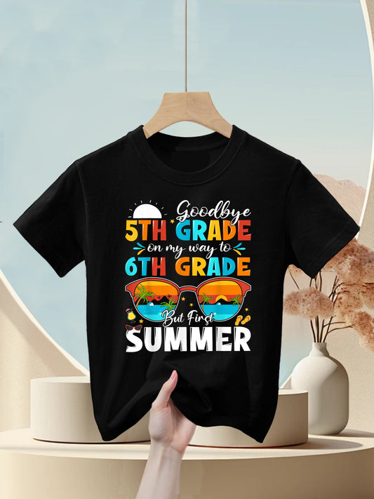 Goodbye 5th Grade Graduation To 6th Grade Hello Summer Kids Kids T-Shirt