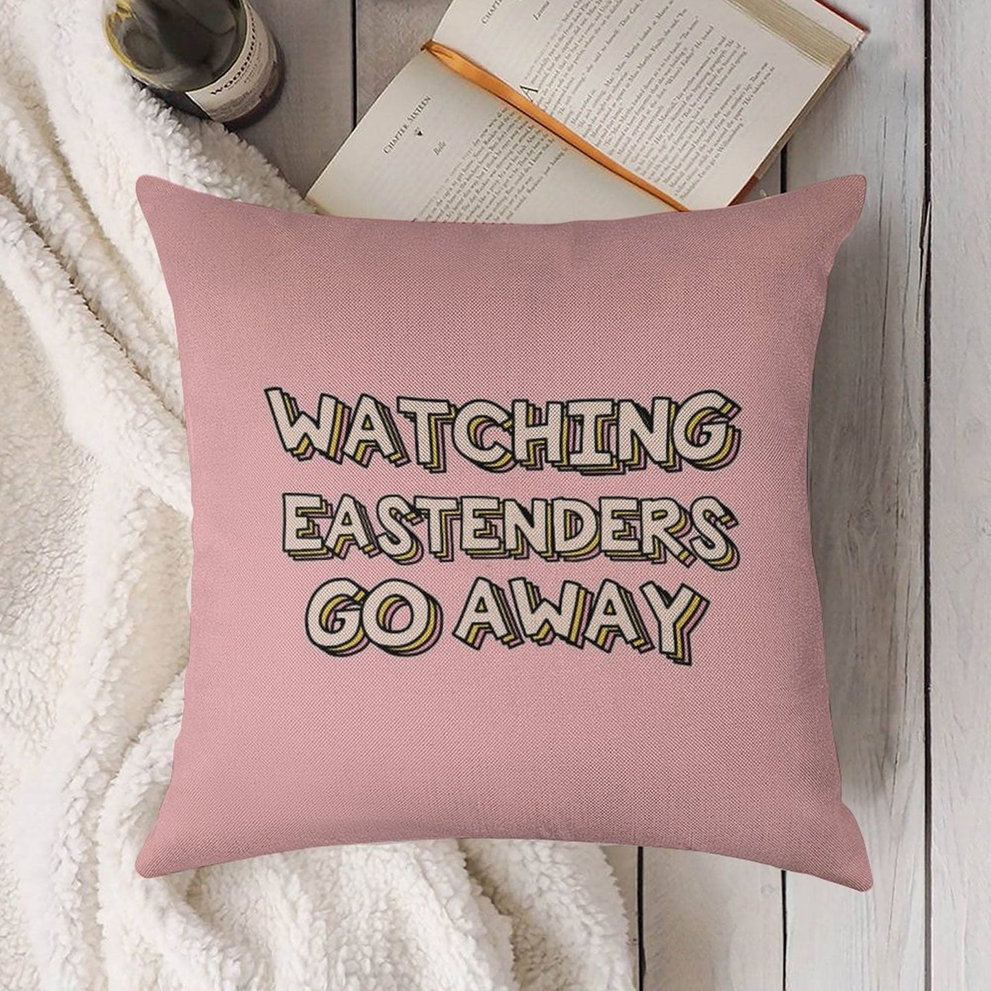 Watching Eastenders Go Away Linen Throw Pillow Cover