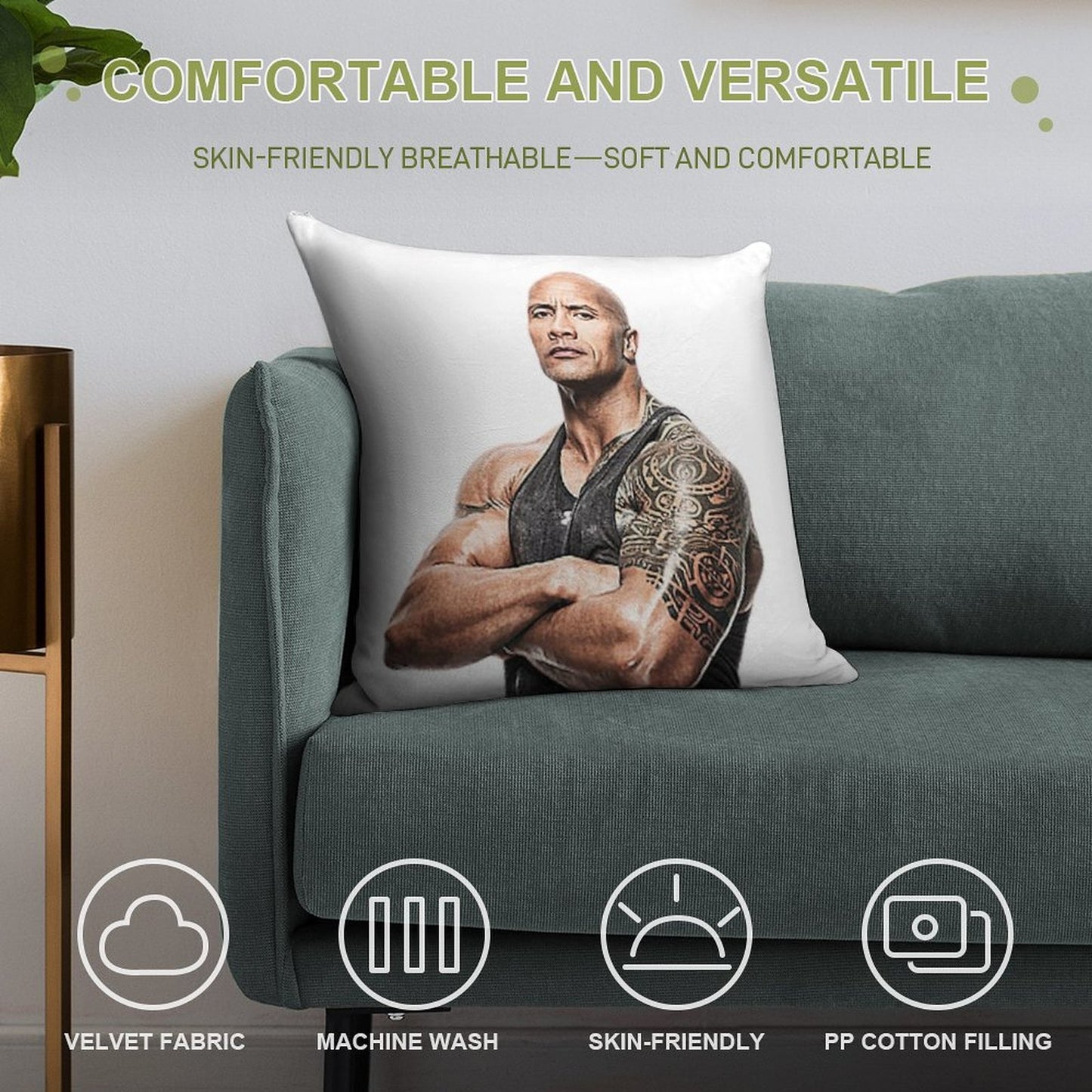 CAN YOU SMELL WHAT THE ROCK IS COOKING Soft Durable Construction Throw Pillow