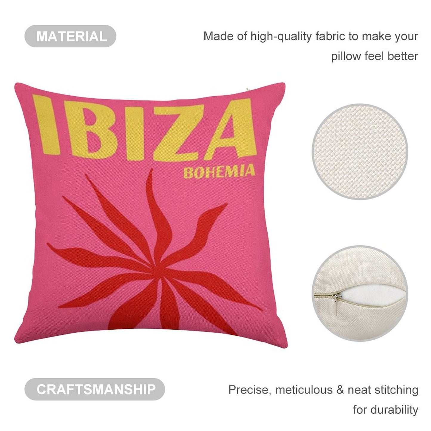 Ibiza Bohemia Print Linen Throw Pillow Cover