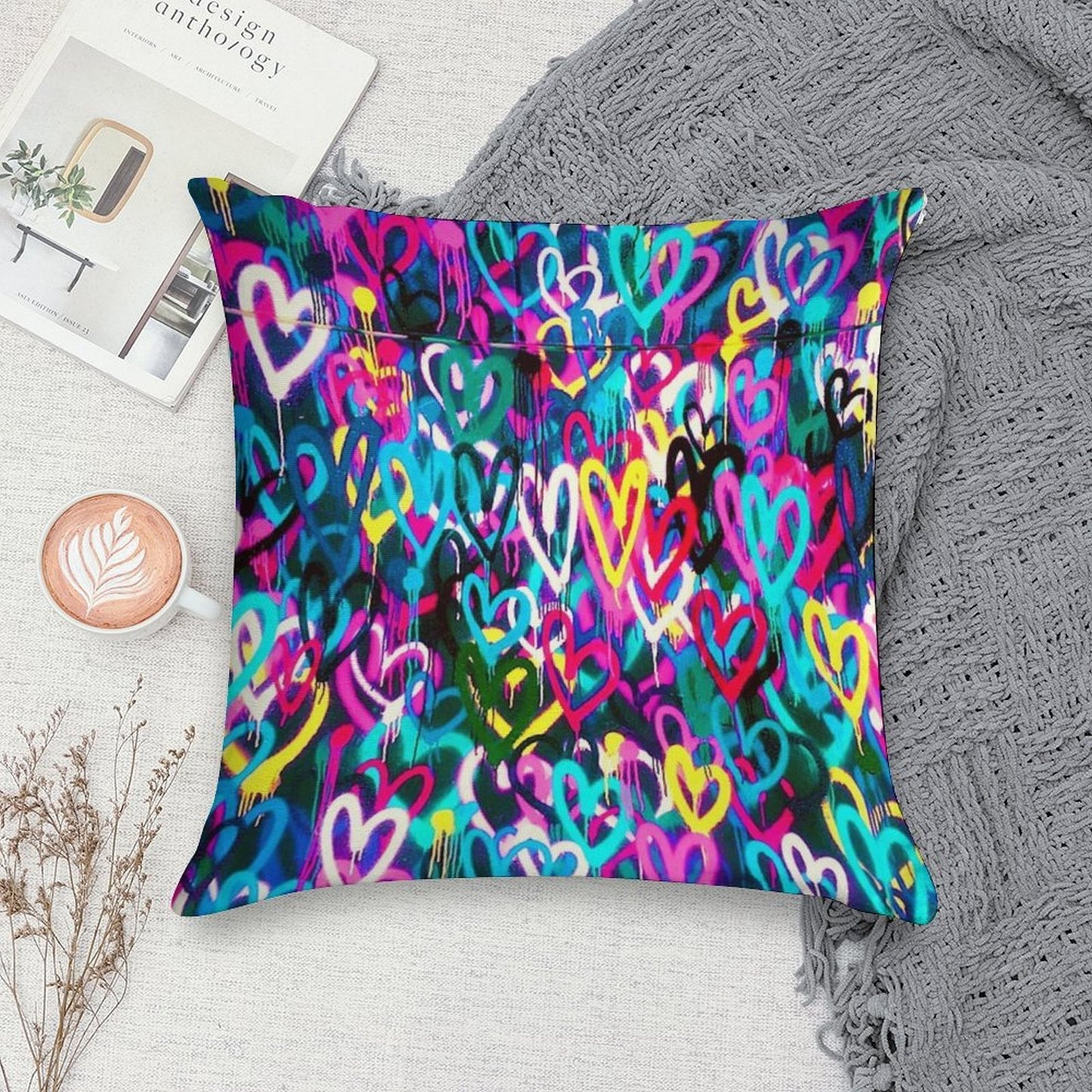HEARTS STREET Soft Shrink-Resistant Throw Pillow
