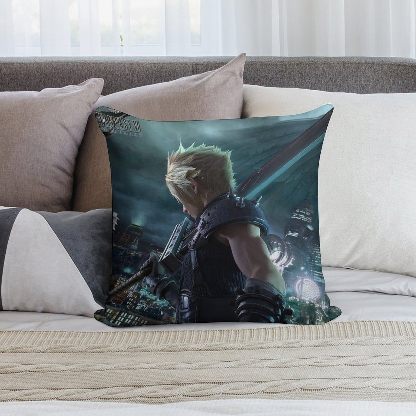 Cloud Final Fantasy VII Remake Soft Decorative Cover Throw Pillow