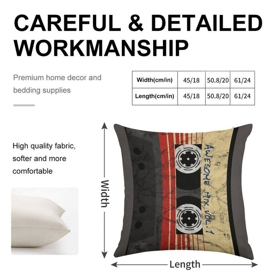 Vintage Awesome Mixtape Vol. 1 Linen Throw Pillow Cover