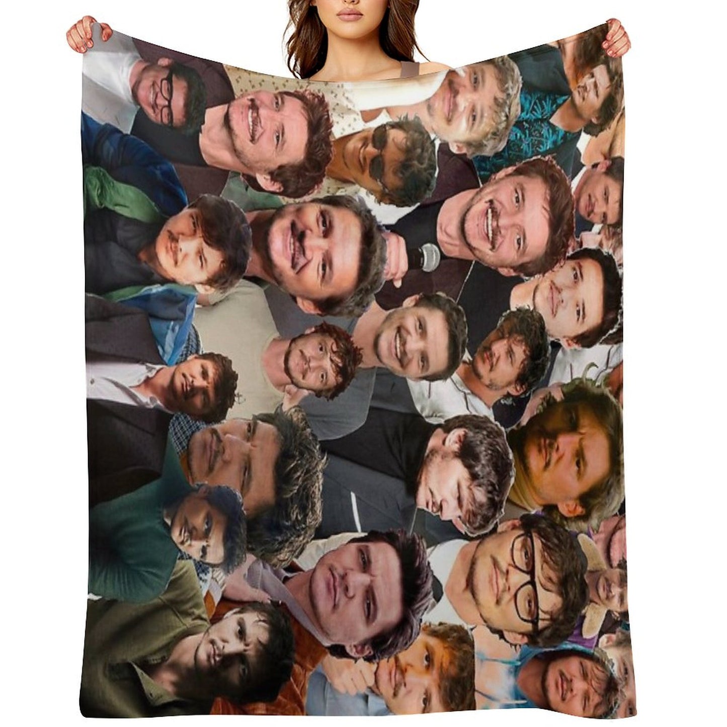 Pedro Pascal Photo Collage Throw Blanket