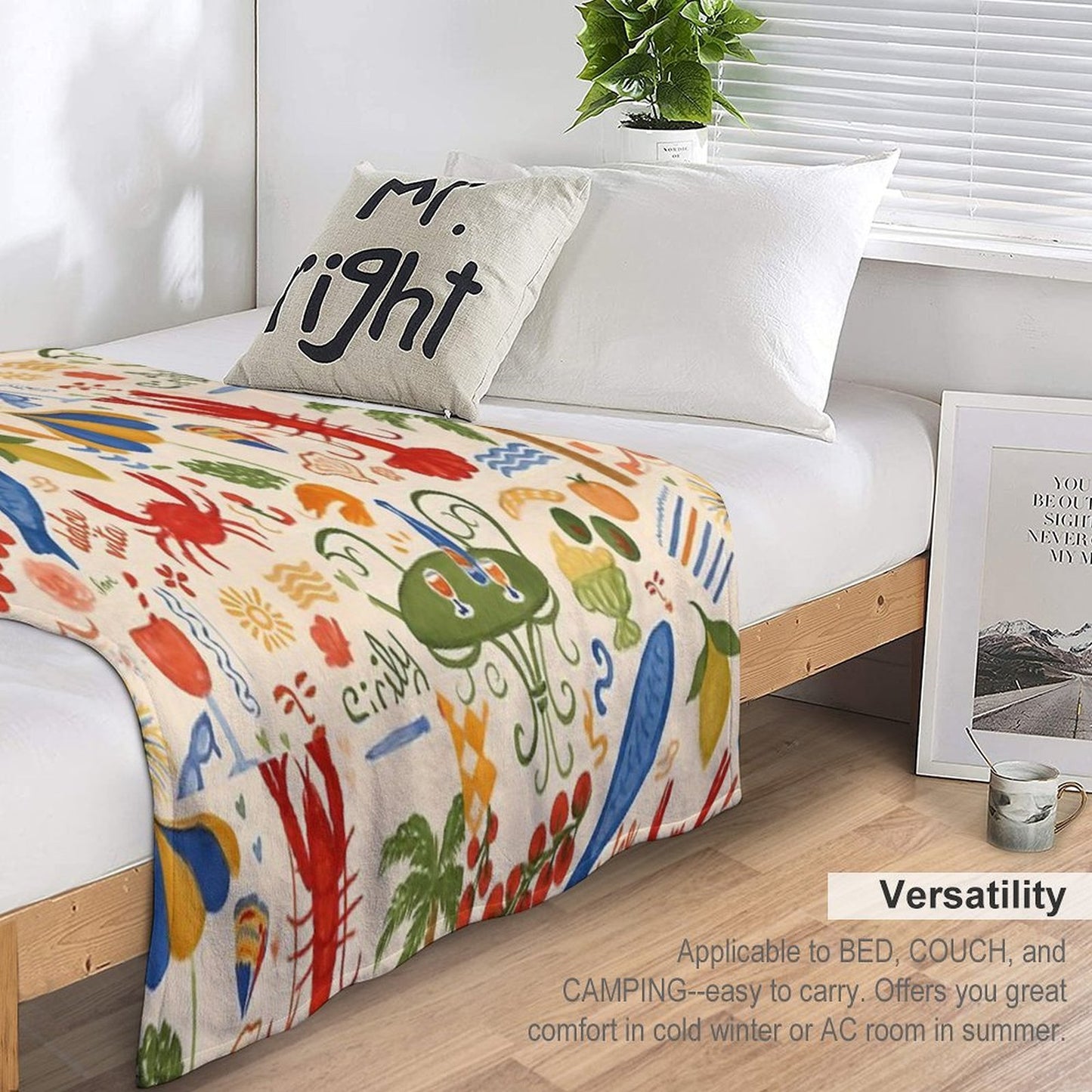 A Dolce Vita – Italian Summer Pattern with Seafood & Sun Throw Blanket