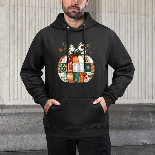 Patchwork Quilt Floral Pumpkin Coquette Bow Fall Halloween All-Day Comfort Hoodie