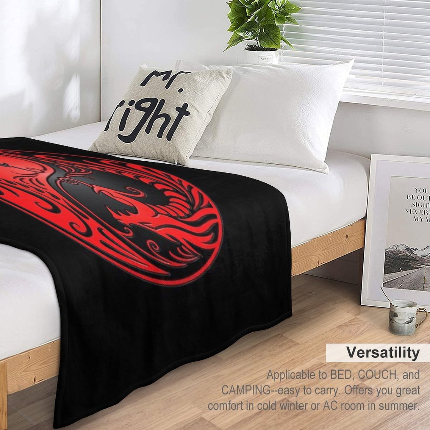 Yin Yang Dragons Red And Black Throw Blanket