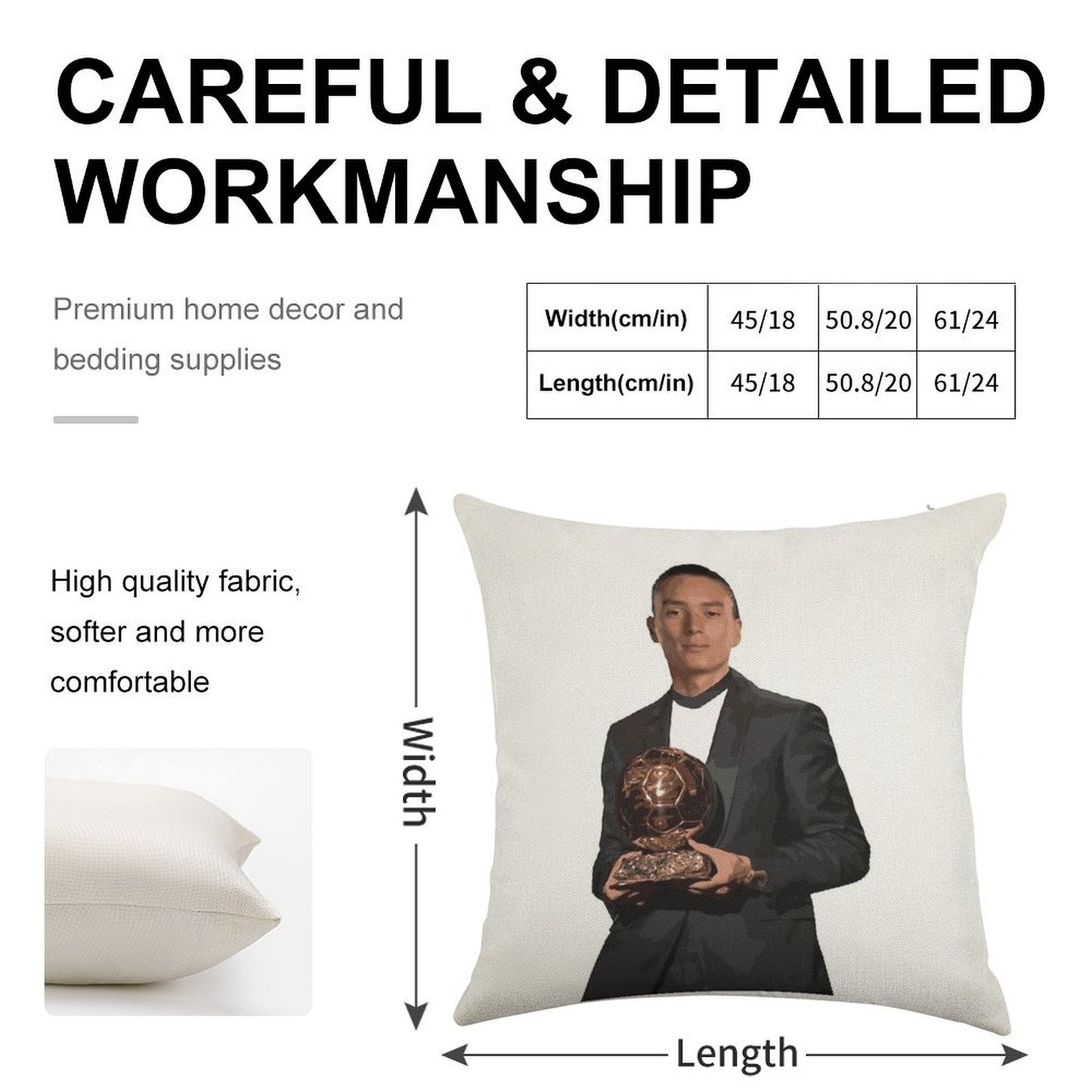 Darwin Nunez Ballon D'or Linen Throw Pillow Cover