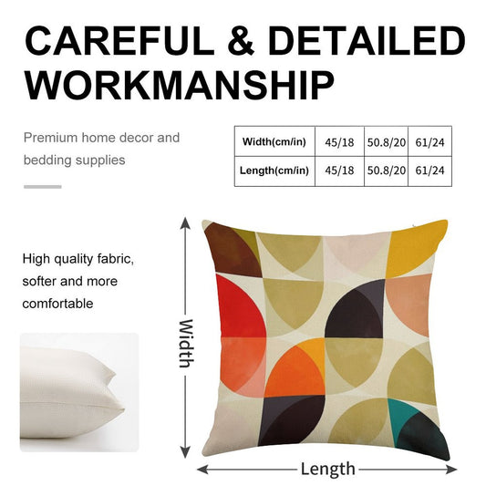 Mid Century 4 Linen Throw Pillow Cover