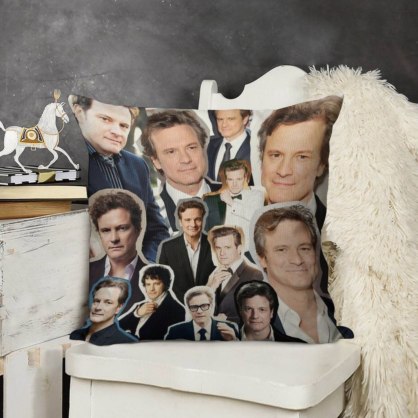 Colin Firth Linen Throw Pillow Cover