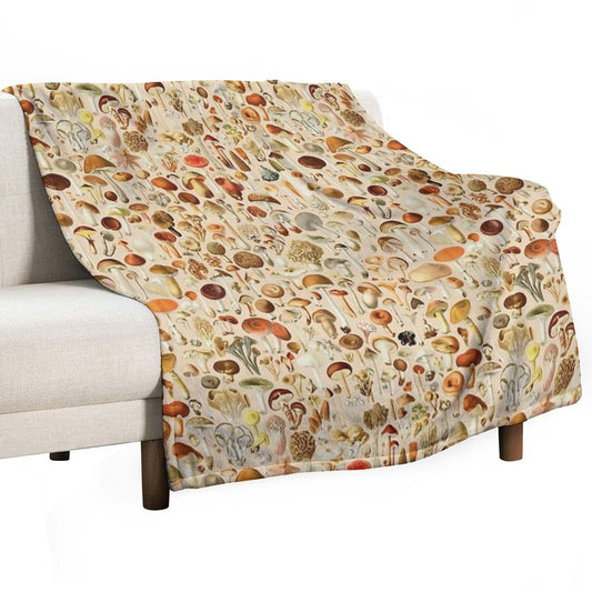 Vintage Mushroom Designs Collection Throw Blanket