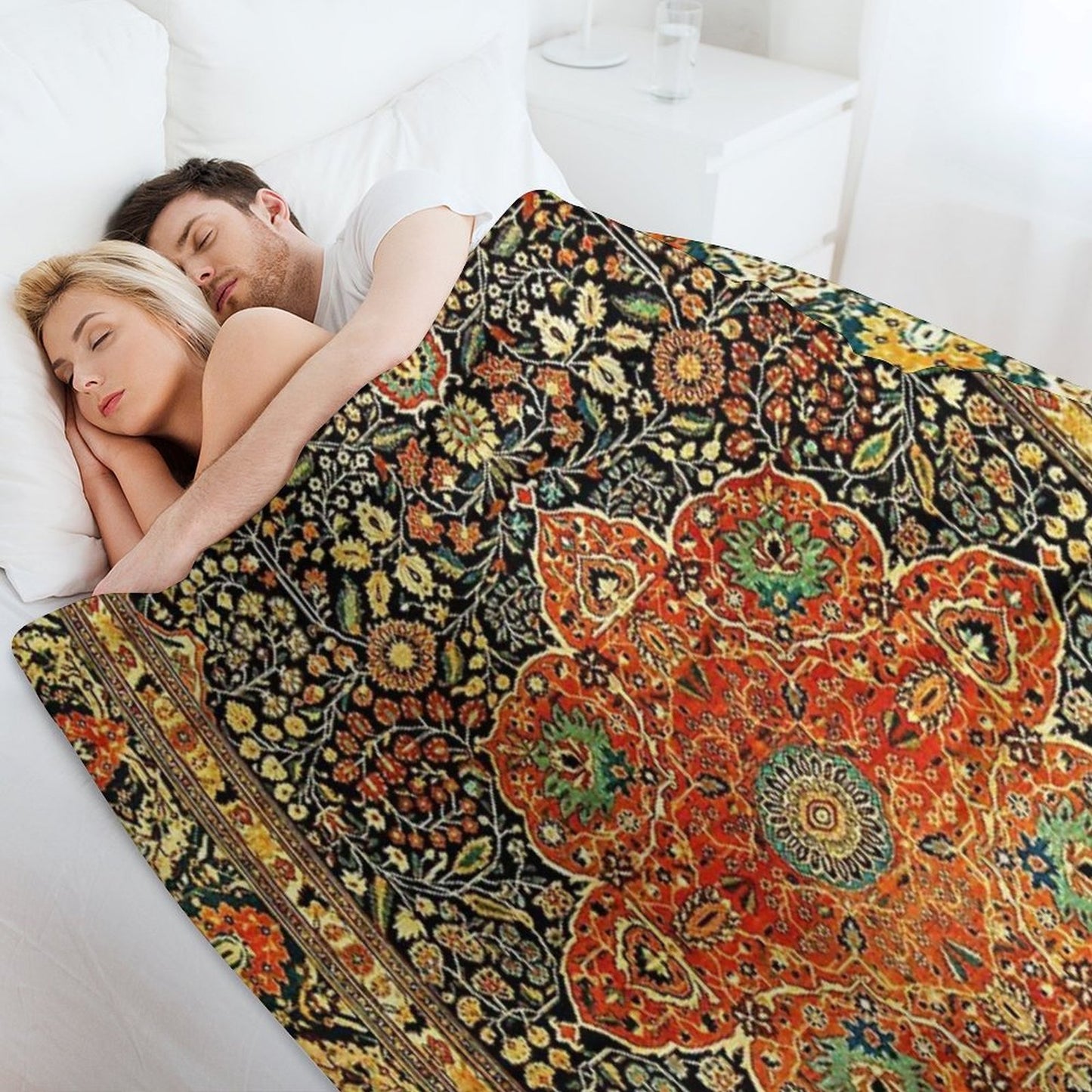 Antique Persian Mohtashem Kashan Rug Print Throw Blanket