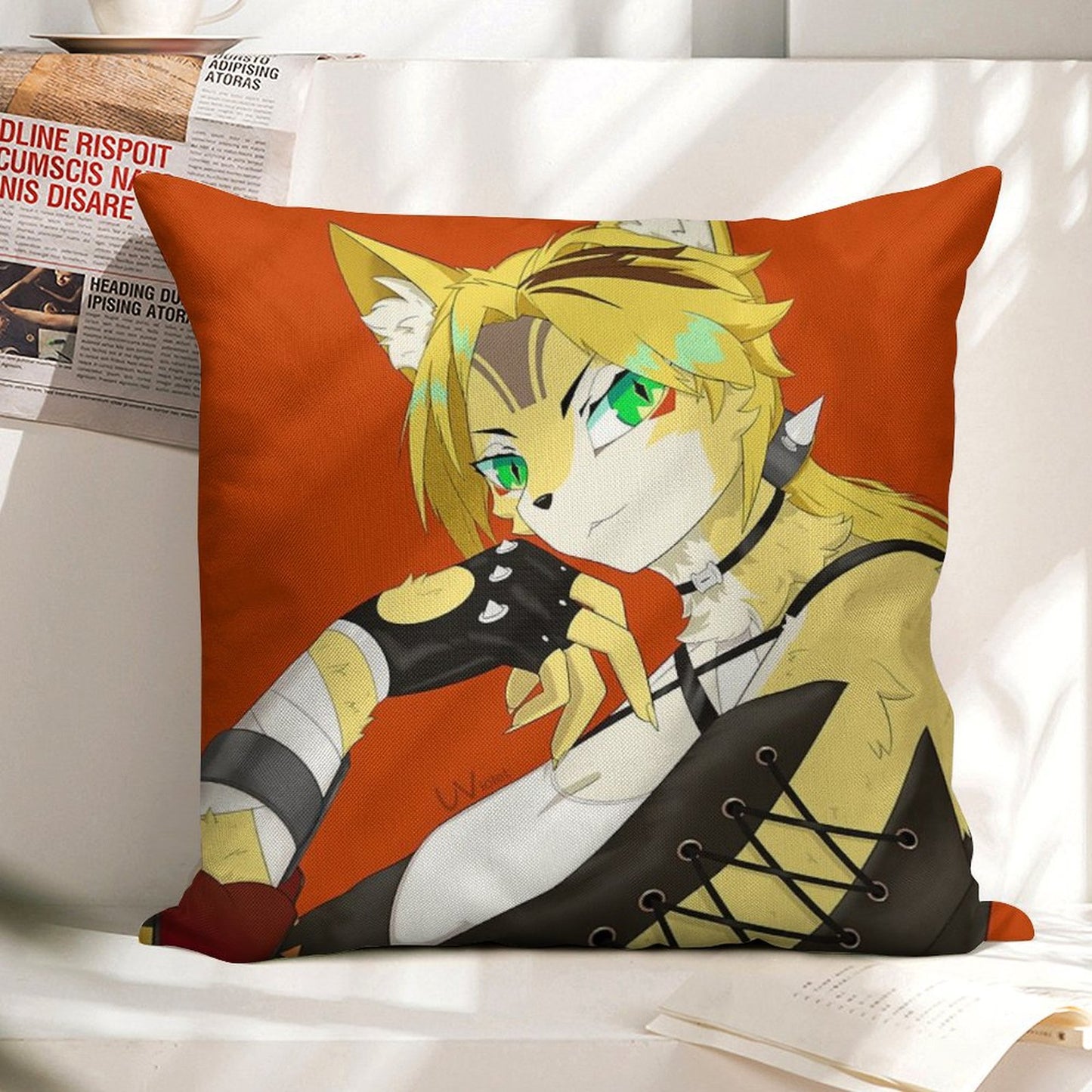 The Cat of Calydon Linen Throw Pillow Cover