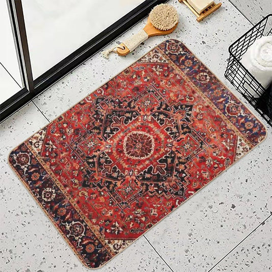 Heriz Antique Vintage Boho Persian Carpet Print Bath Mat